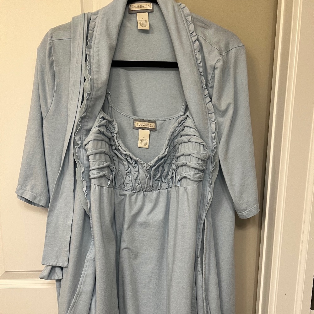 Pale Blue Ladies Nightgown and Robe Set